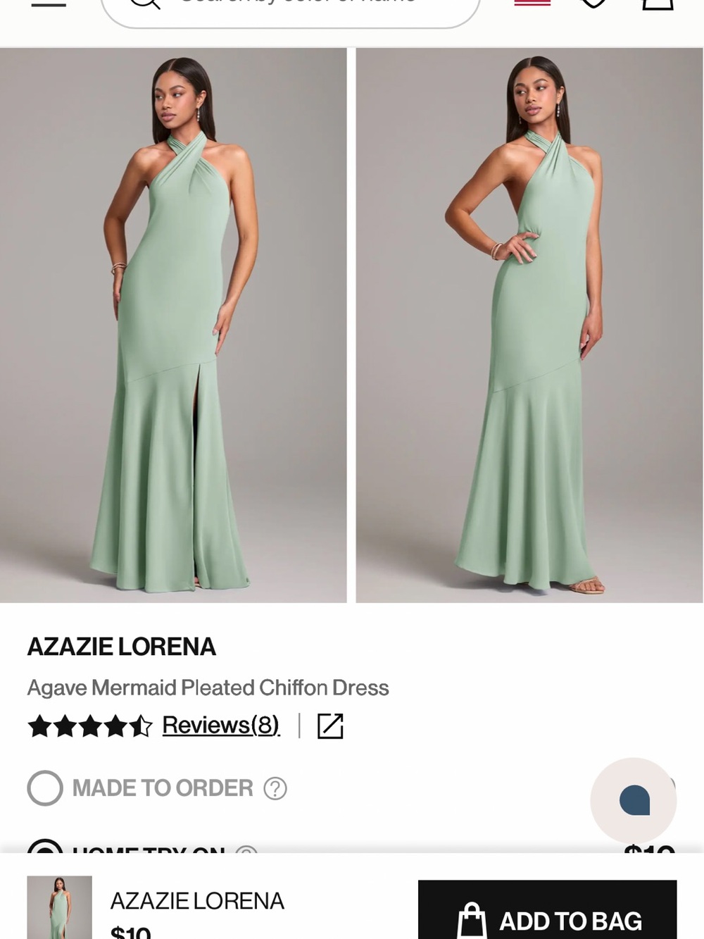 Azazie Lorena Agave Chiffon Dress
